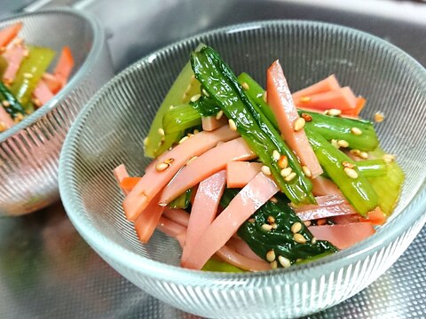 簡単もう一品!ハムと小松菜の中華風和え★お弁当にも